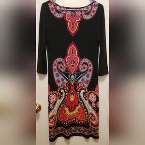 Glamour Black Bohemian Boho Print Dress Size 6